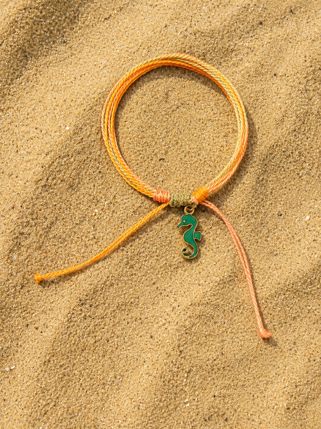 Coral Sunset Yarn Bracelet